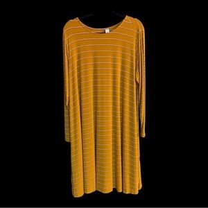Old Navy Mustard and White Striped Long Sleeve Dress Sz 3X